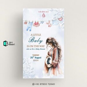 Gujarati Baby shower invitation || Indian Baby Shower || Digital E Invitation || Flower Clothe Woman water Color Theme Design - BSG40040